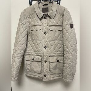 Men's Quilted Light Beige Jacket with Button Front